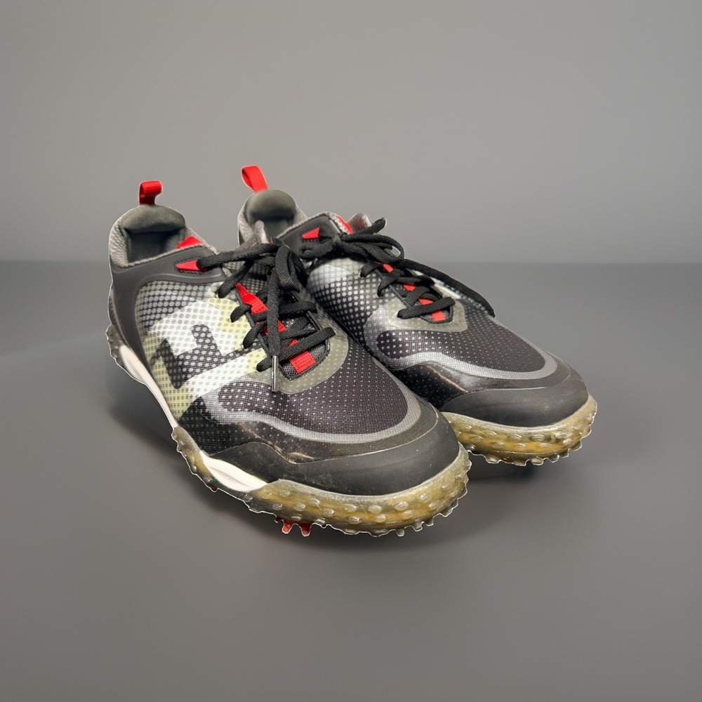 FootJoy FJ Men's Golf Shoes Black Camo Red Spiked Cleats Size 10M Style 57333